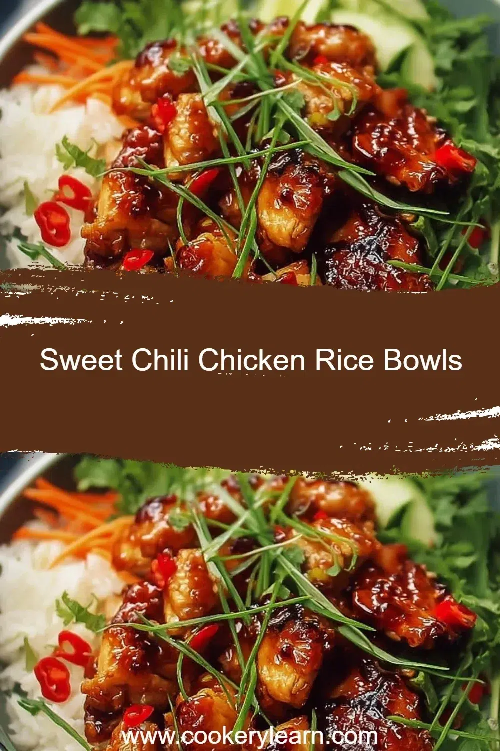 Sweet Chili Chicken Rice Bowls with vibrant vegetables and sauce