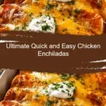 Delicious and quick chicken enchiladas topped with cheese and salsa