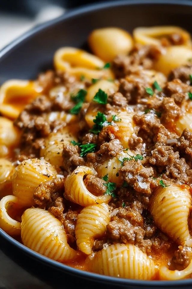 Creamy Beef and Shells