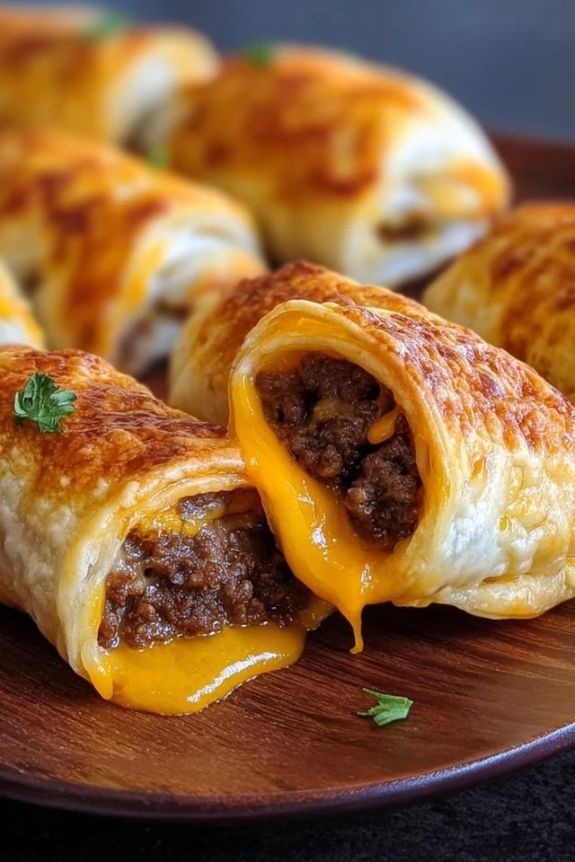 Garlic Butter Beef Cheeseburger Rollups