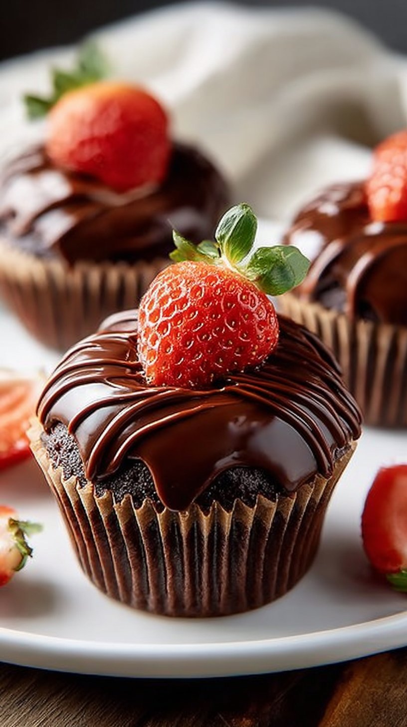 Chocolate Covered Strawberry Cupcakes