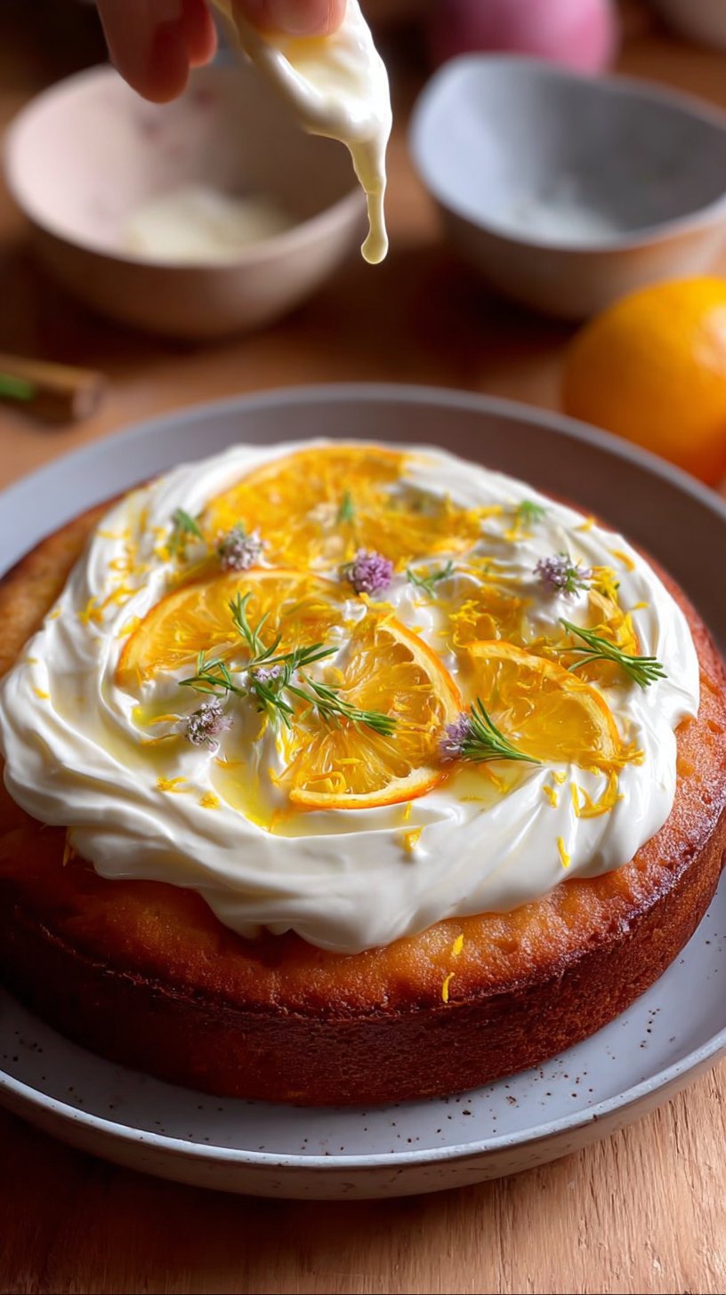 Citrus Olive Oil Cake Topped with a Citrus Cream