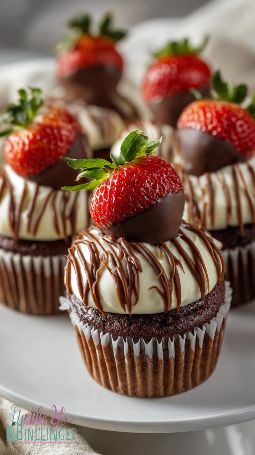 Chocolate Covered Strawberry Cupcakes