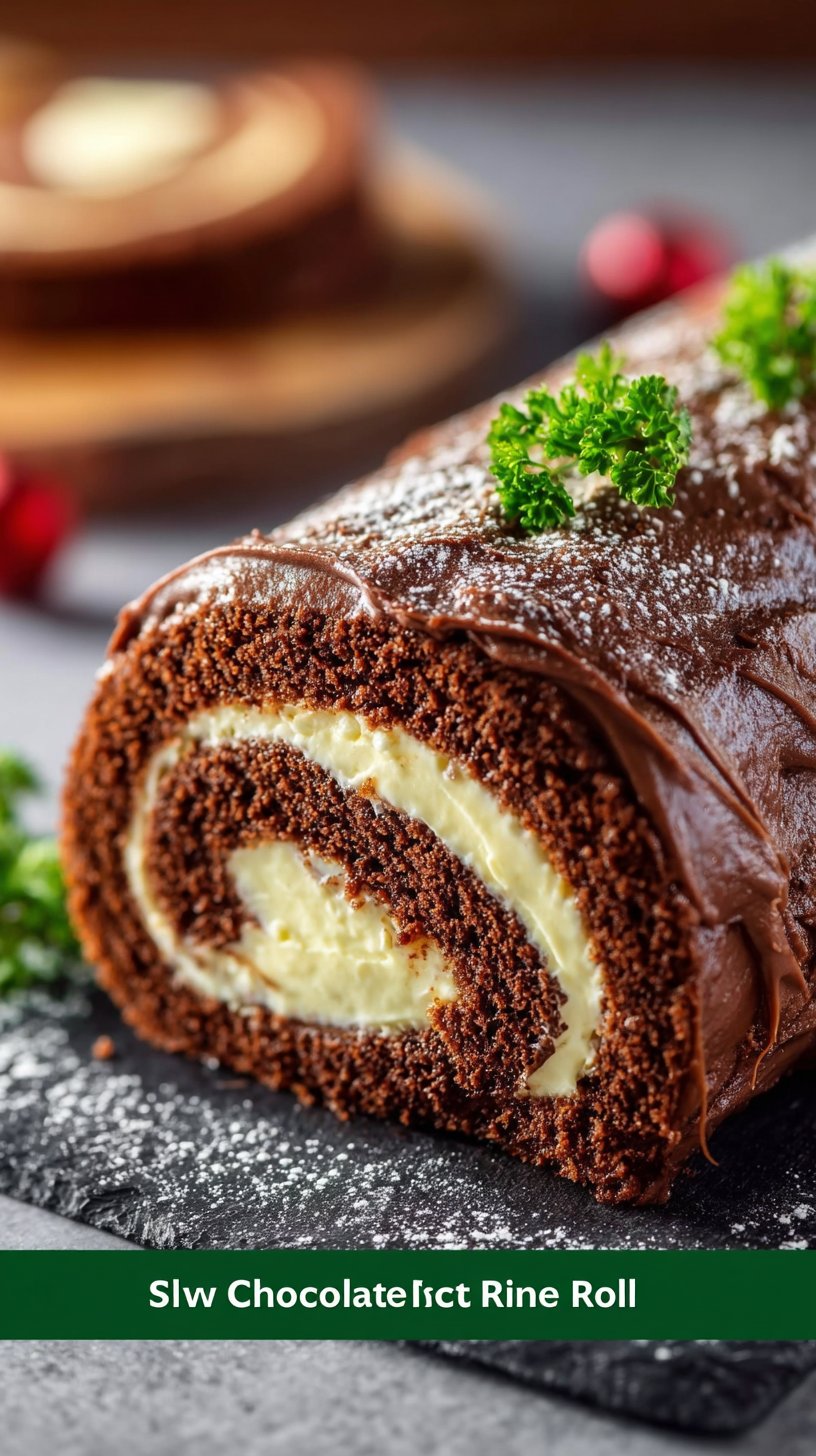 Chocolate Cake Roll with Rich Creamy Filling
