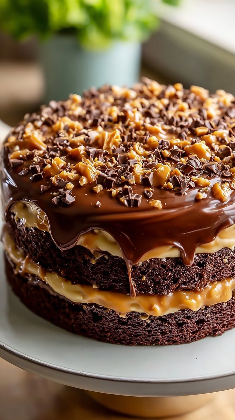 Chocolate Caramel Toffee Crunch Cake