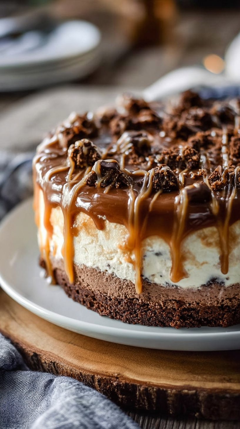 Chocolate Caramel Homemade Ice Cream Cake