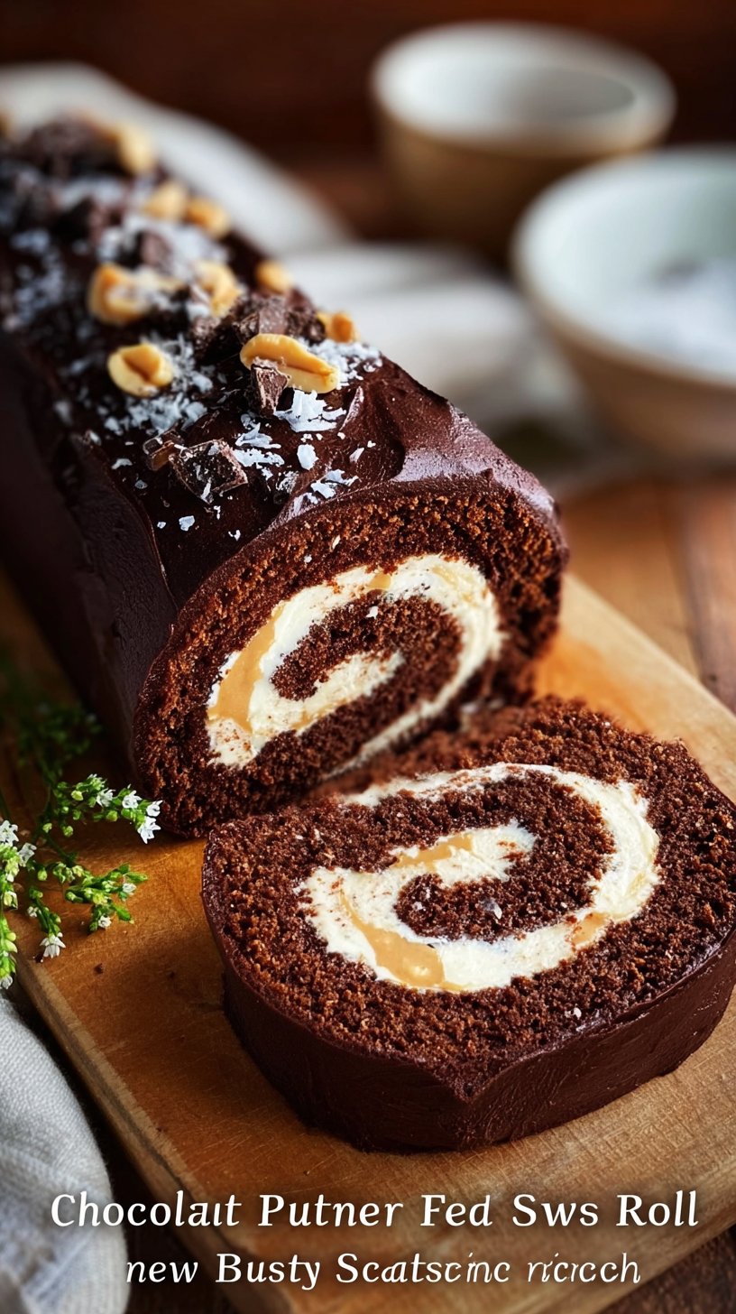 Chocolate Peanut Butter Swiss Roll