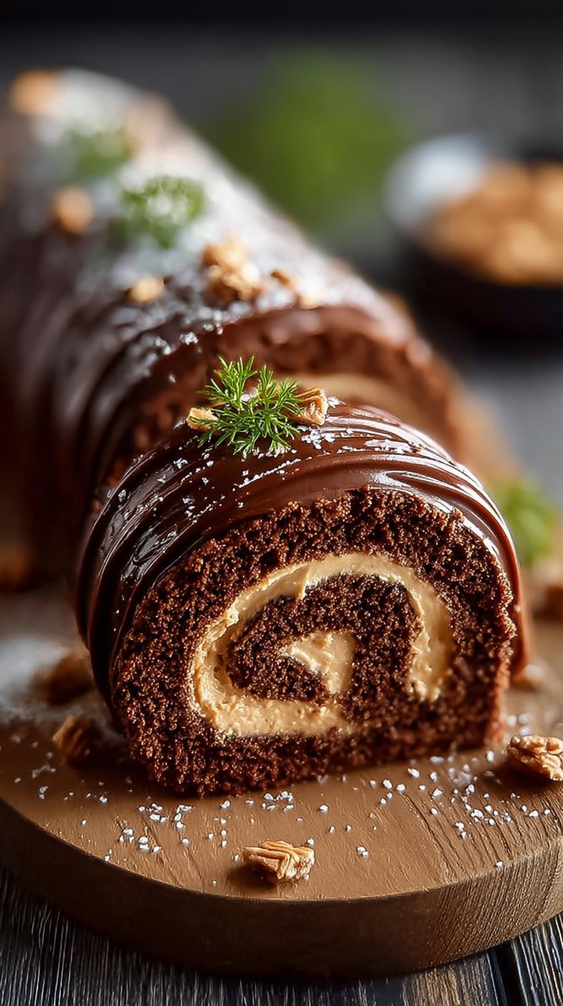 Chocolate Peanut Butter Cake Roulade