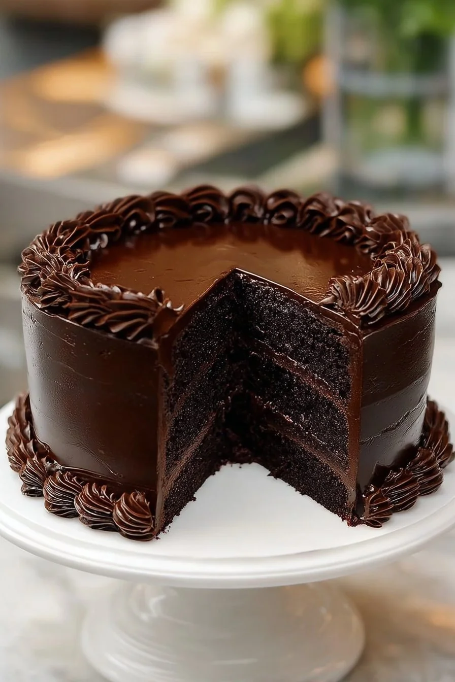 Deliciously decadent Black Velvet Cake with rich chocolate layers and velvety frosting.