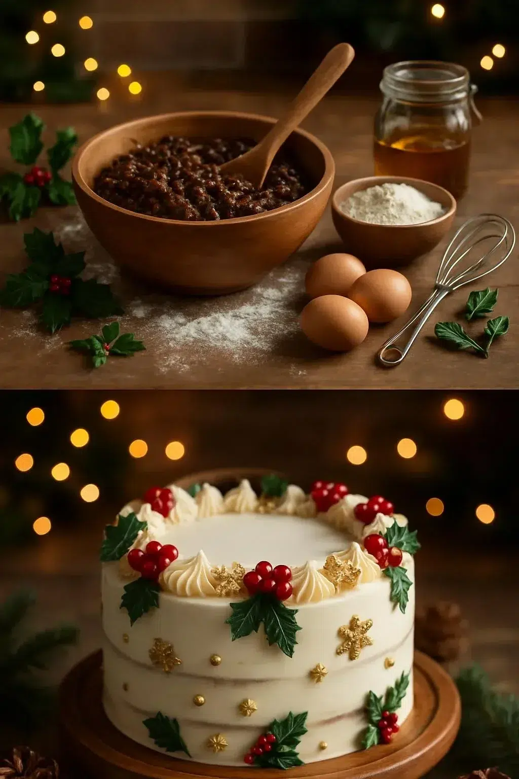 A beautifully decorated Christmas Cake for festive celebrations