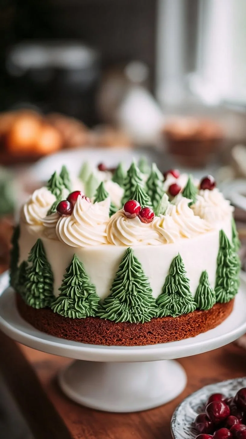 Beautifully decorated Christmas cake showcasing festive cake decorating ideas.