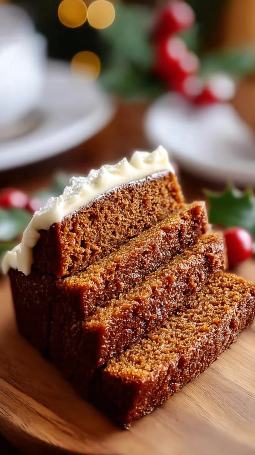 Easy Christmas gingerbread cake with festive decorations