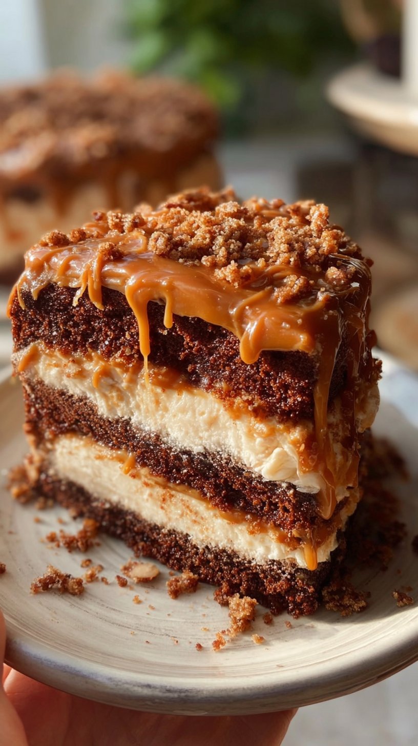 Brown Butter Cookie Caramel Crunch Cake