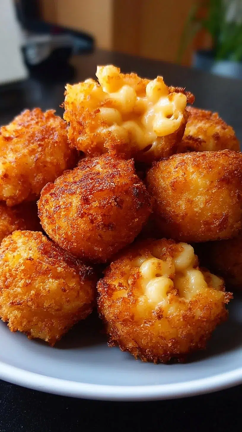 Crispy fried mac and cheese bites served with dipping sauce