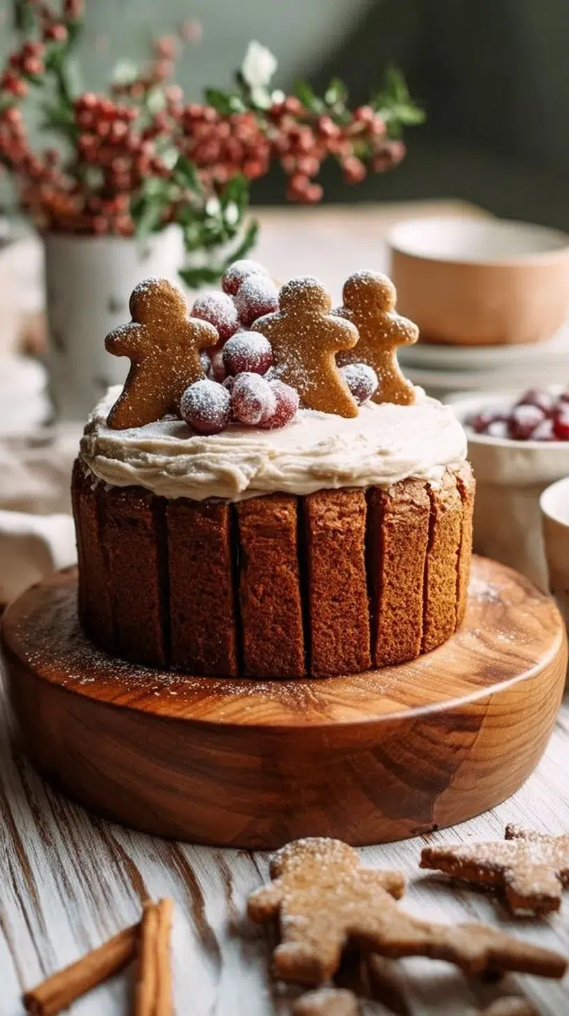 Delicious homemade gingerbread cake with spices and icing, perfect for the holidays.