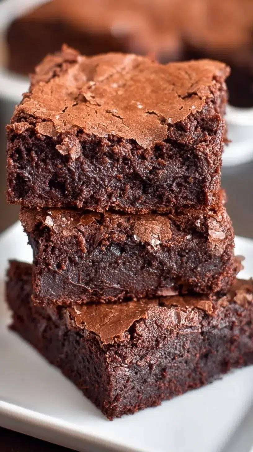 Delicious homemade bakery style brownies served on a plate.