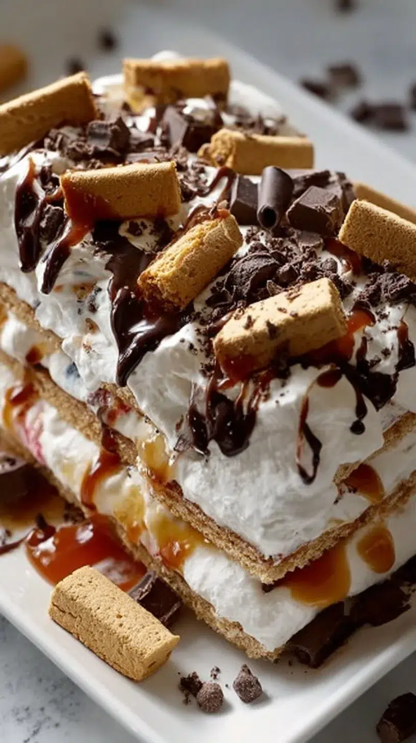 Delicious homemade ice cream sandwich cake served on a plate