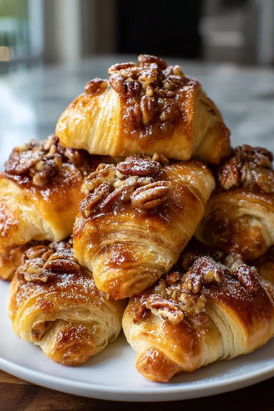 Irresistible pecan pie crescent rolls baked to perfection.