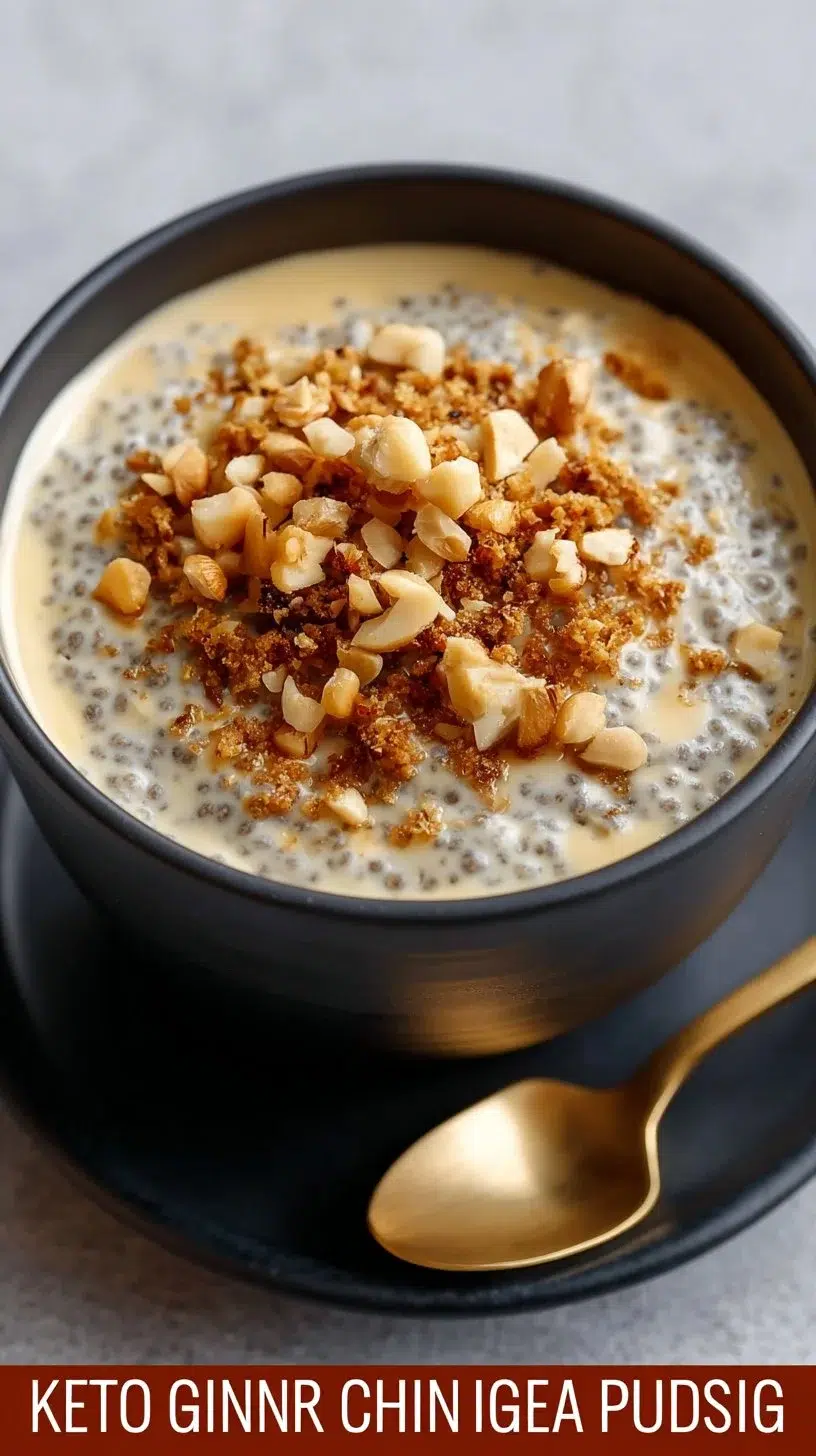 Delicious Keto Ginger Chia Pudding served in a bowl with ginger decoration