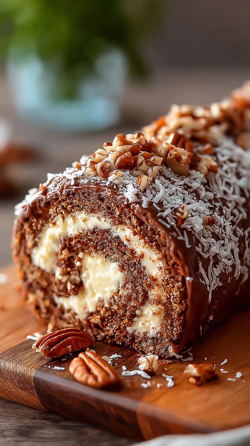 German Chocolate Cake Roll