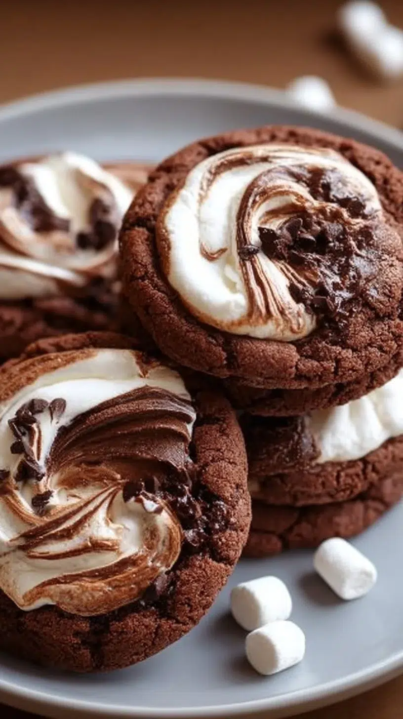 Delicious marshmallow chocolate cookies fresh out of the oven.