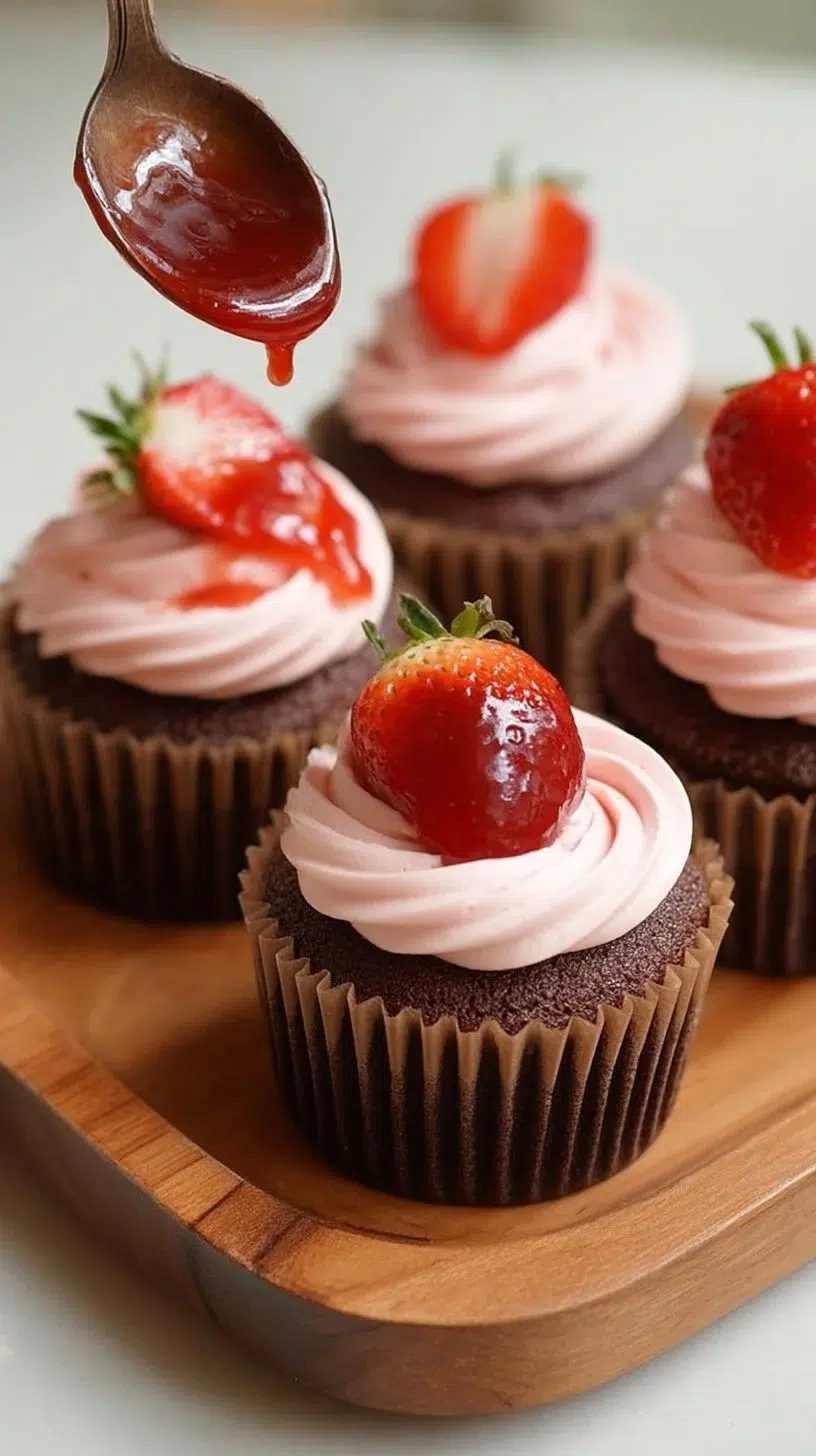 Moist and fluffy strawberry cake topped with fresh strawberries