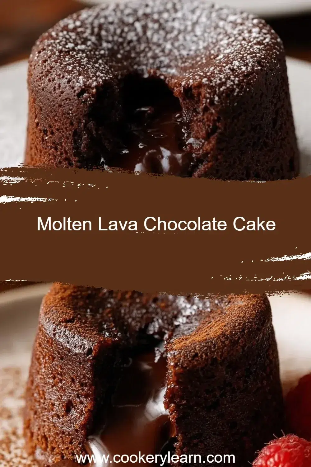 Delicious molten lava chocolate cake with a gooey center and rich chocolate flavor
