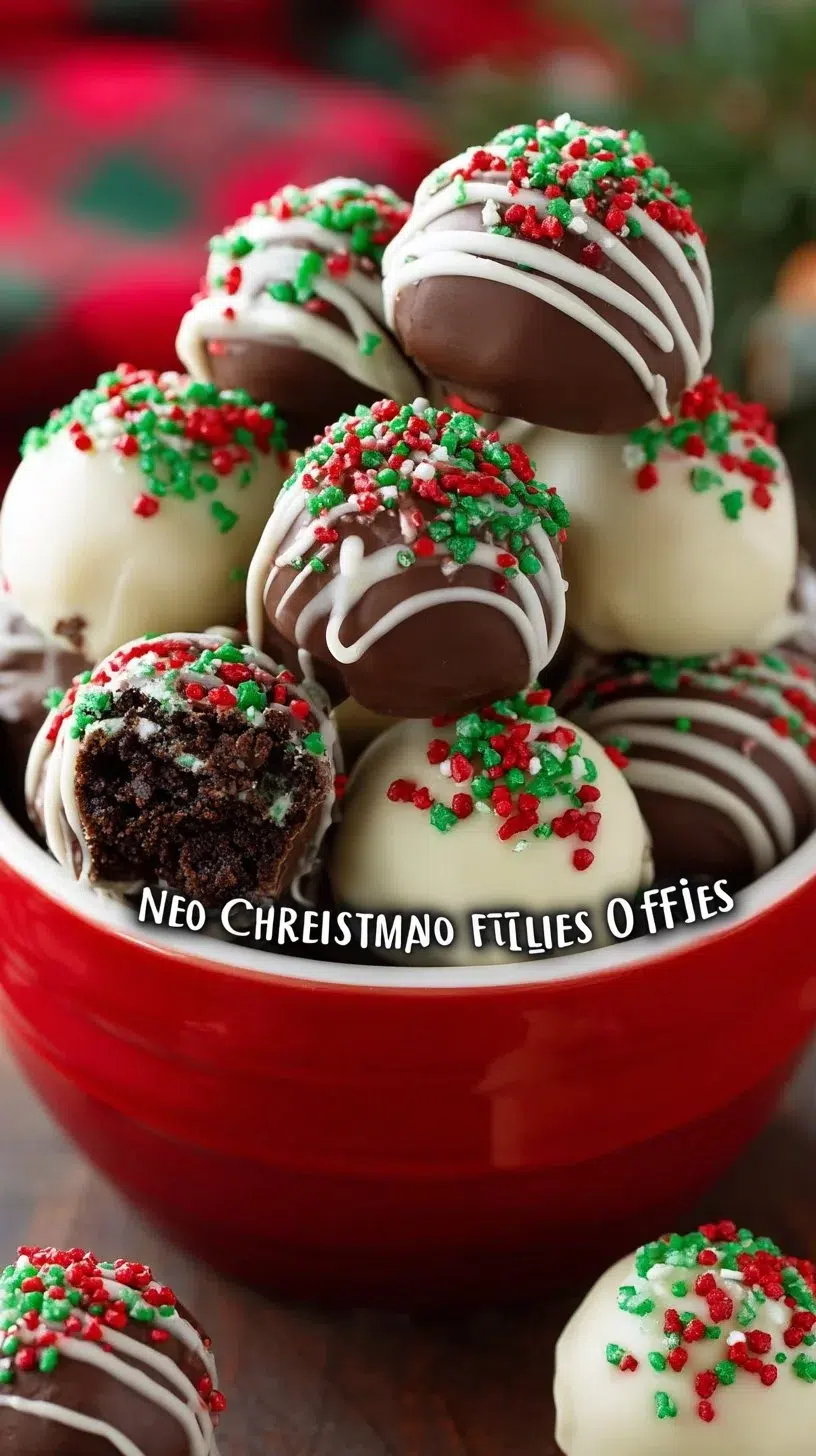 Delicious no-bake Christmas Oreo truffles decorated for the holidays