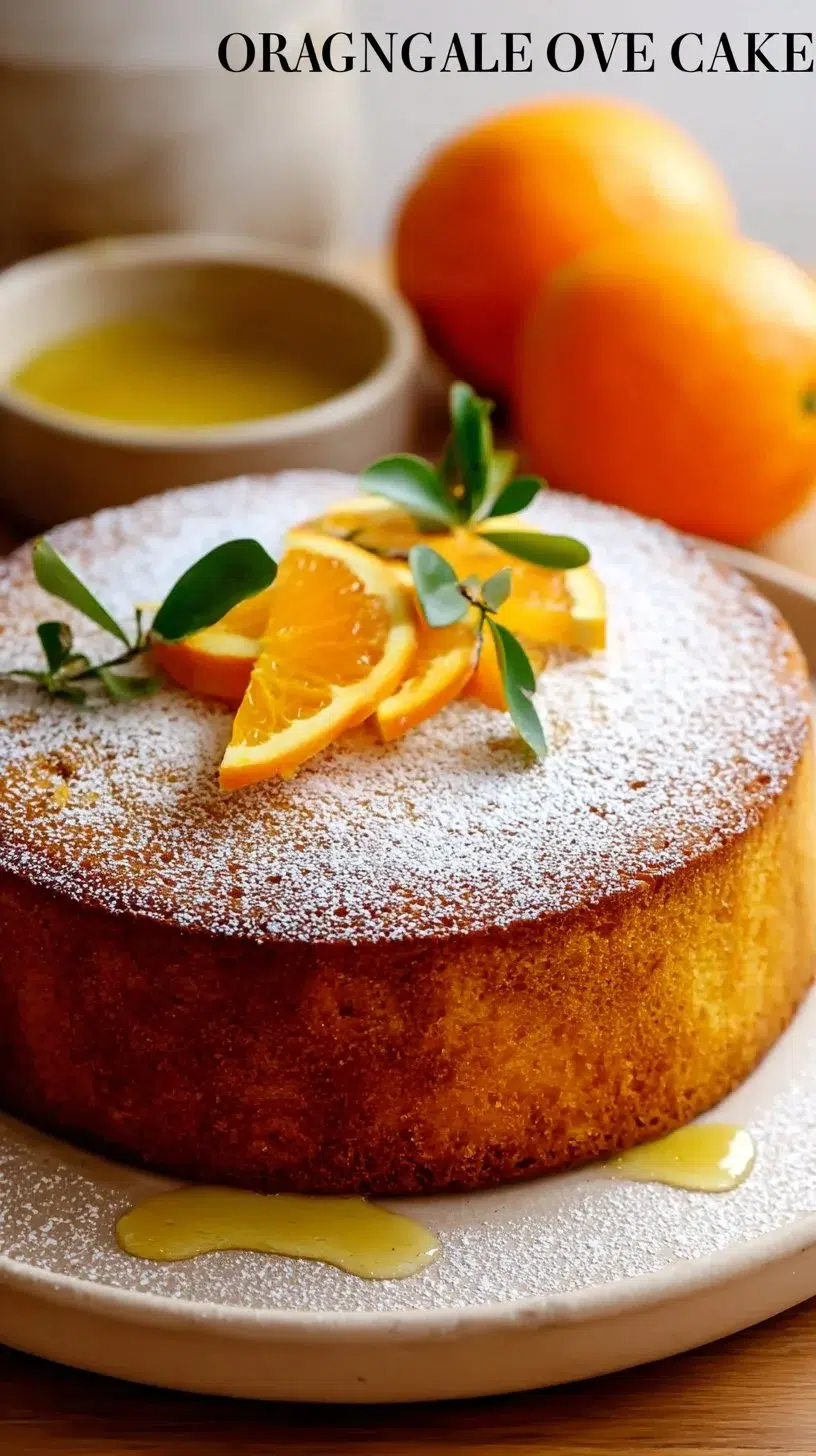 A slice of moist Orange Olive Oil Cake garnished with fresh orange zest
