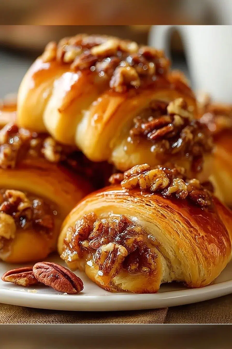 Pecan Pie Crescent Rolls - a sweet dessert combining classic pecan pie flavors in rolls