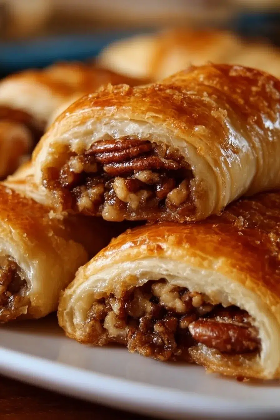 Delicious pecan pie crescents on a plate, a creative dessert variation.