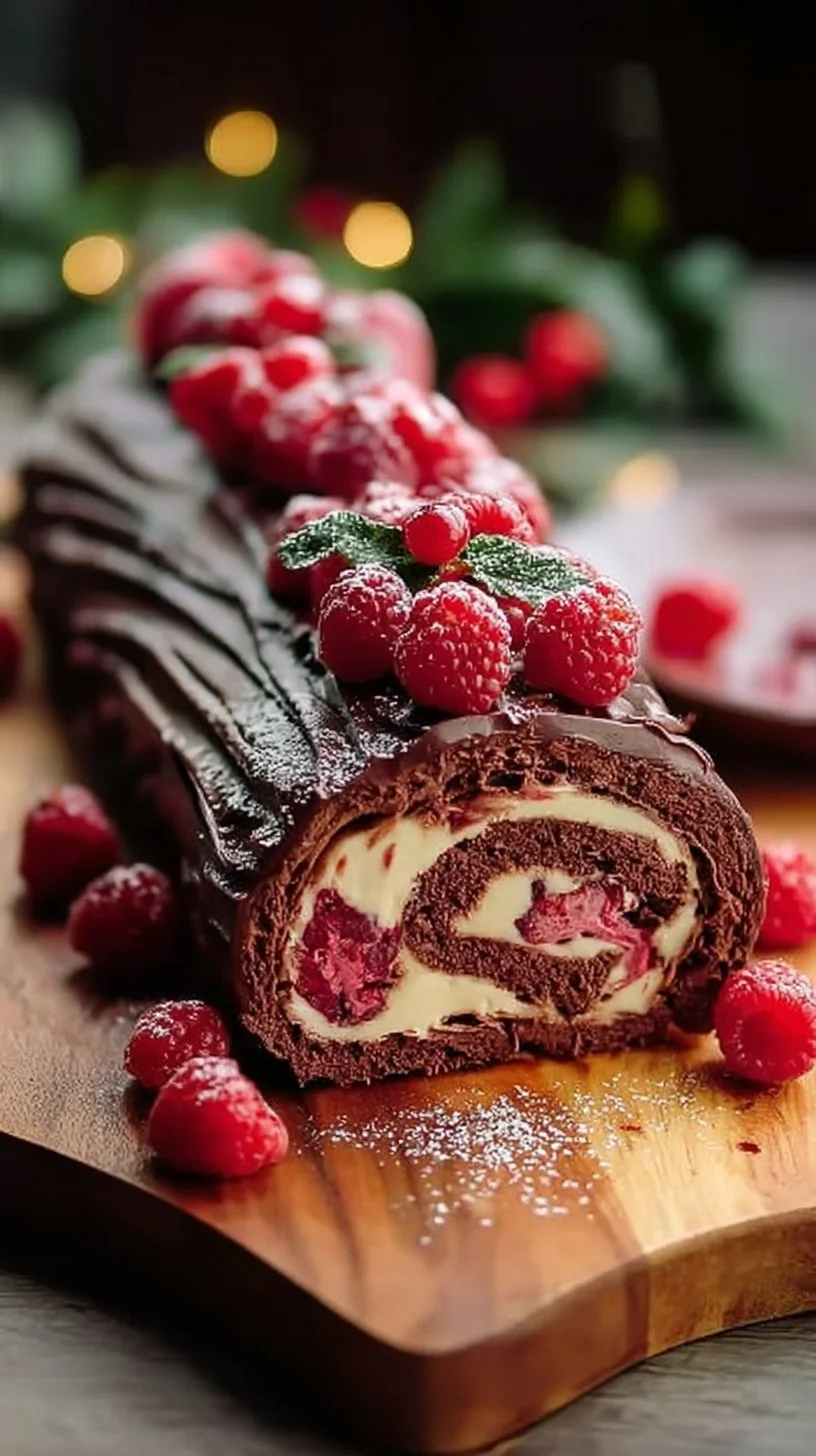 Raspberry Chocolate Yule Log Recipe | Festive Dessert