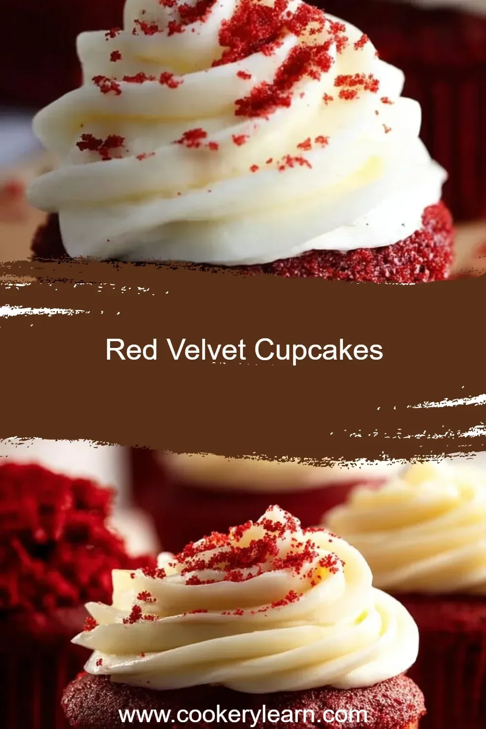 Delicious red velvet cupcakes topped with cream cheese frosting