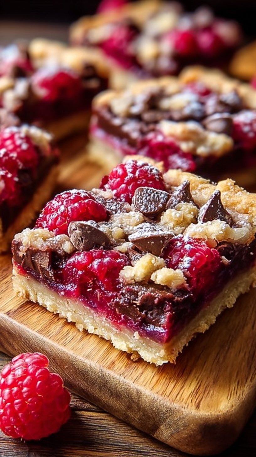 Dark Chocolate Raspberry Pie Bars