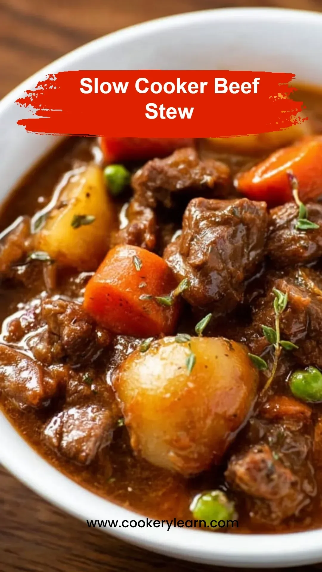Delicious slow cooker beef stew with vegetables and herbs