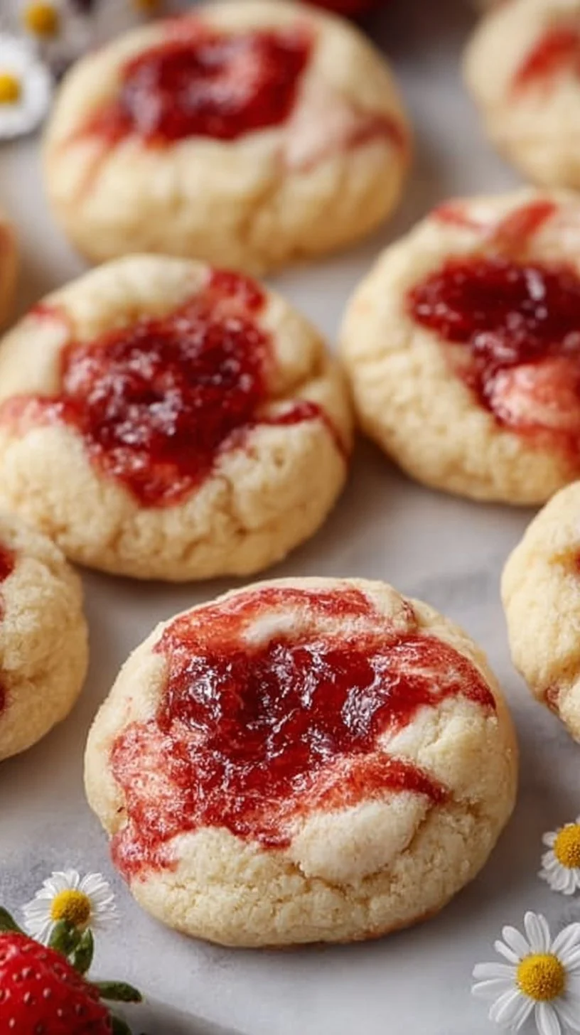 Delicious strawberry cheesecake cookies topped with fresh strawberries