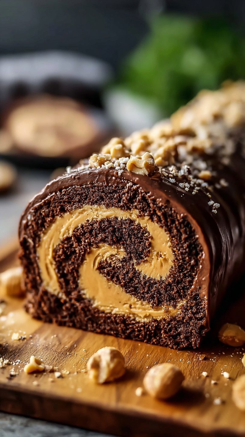 Chocolate Peanut Butter Cake Roulade