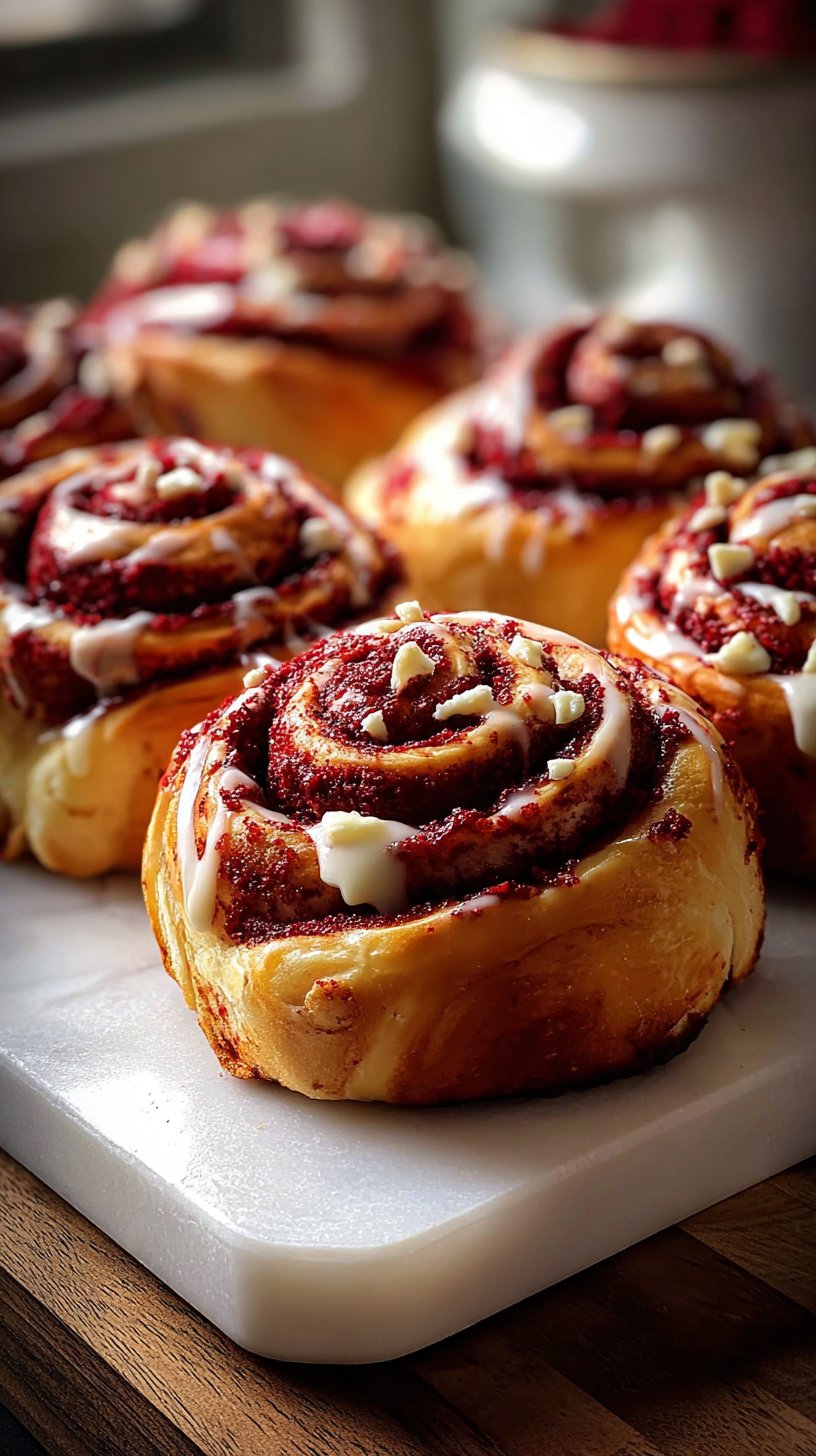 Heavenly Red Velvet Cinnamon Rolls