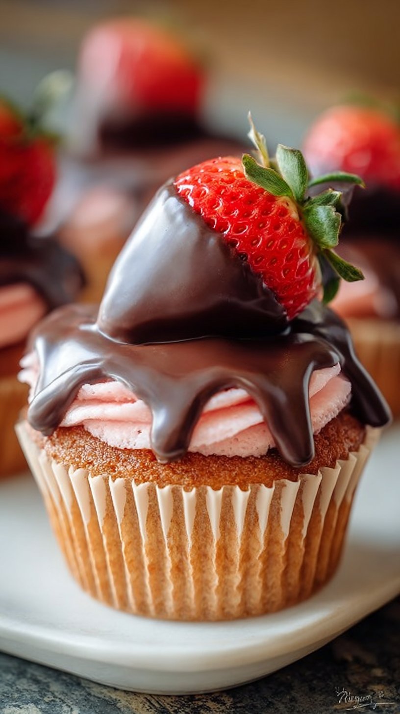 Chocolate Covered Strawberry Cupcakes