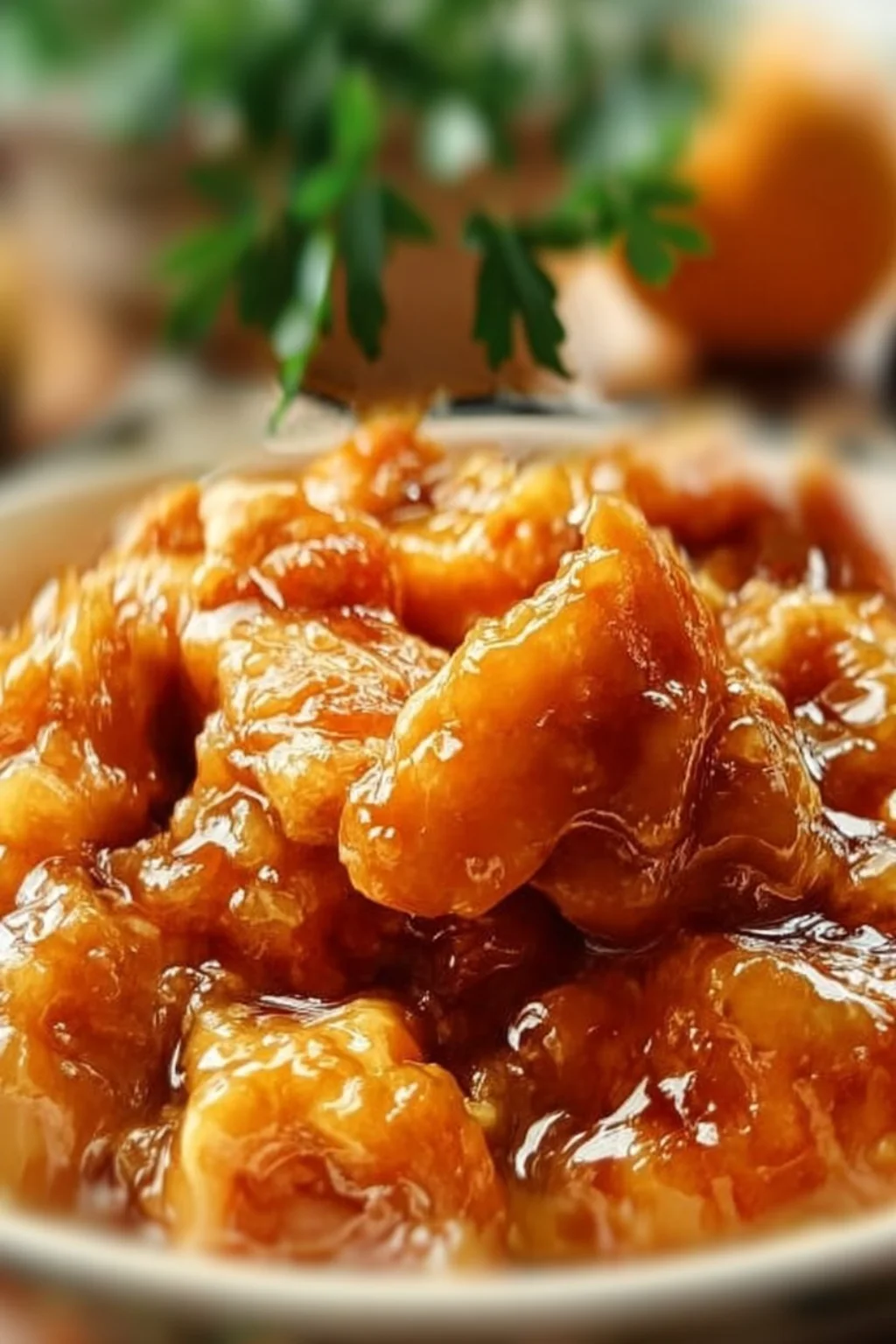 3-Ingredient Orange Chicken served with rice and vegetables on a plate