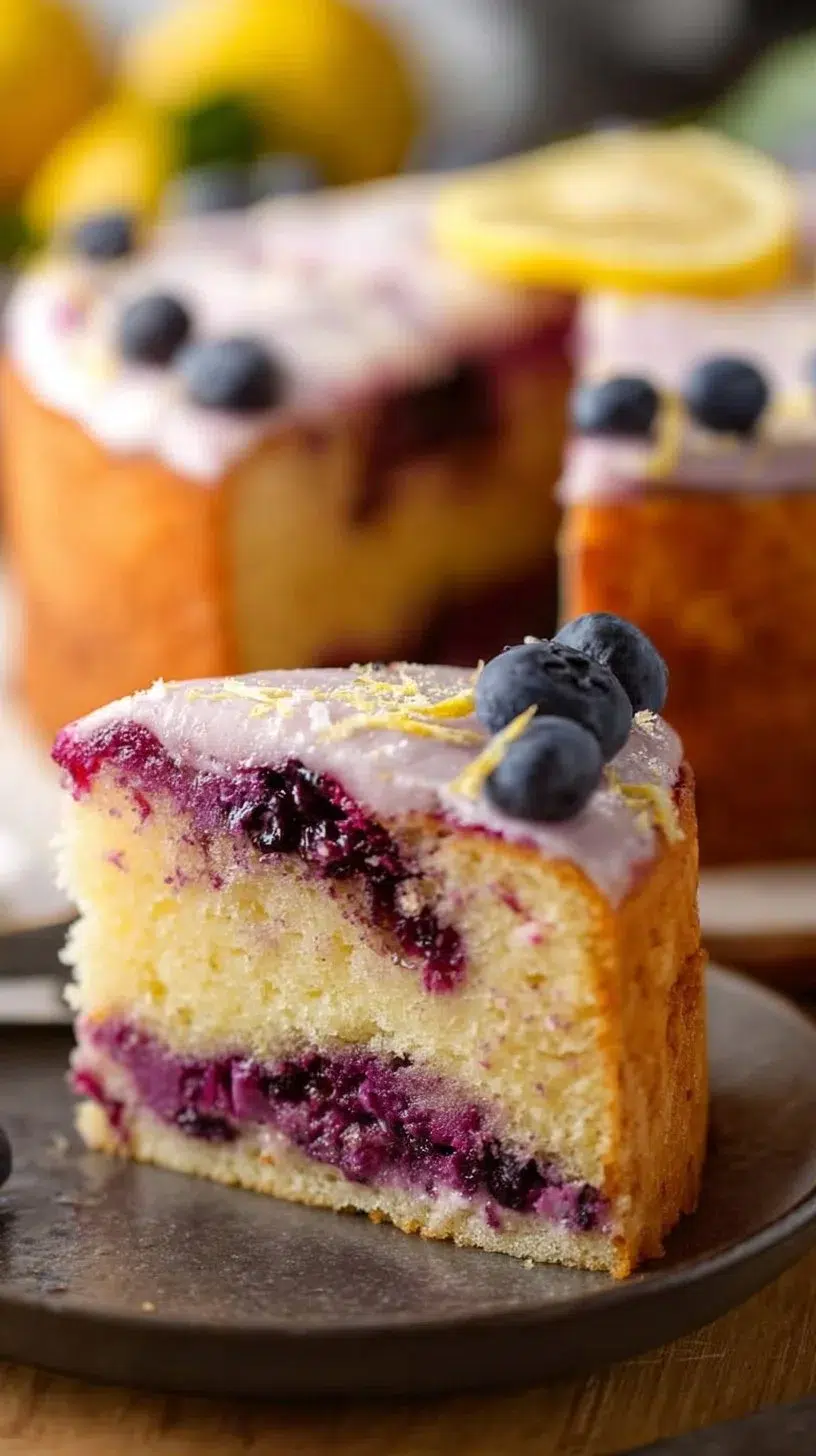 Gluten Free Lemon Cake with Blueberry Filling
