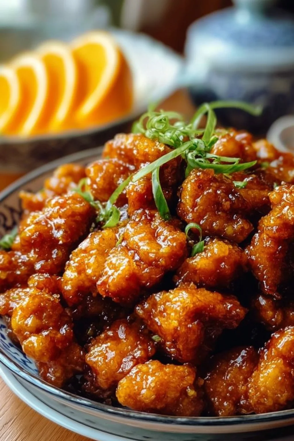 Delicious orange chicken served with steamed rice and vegetables