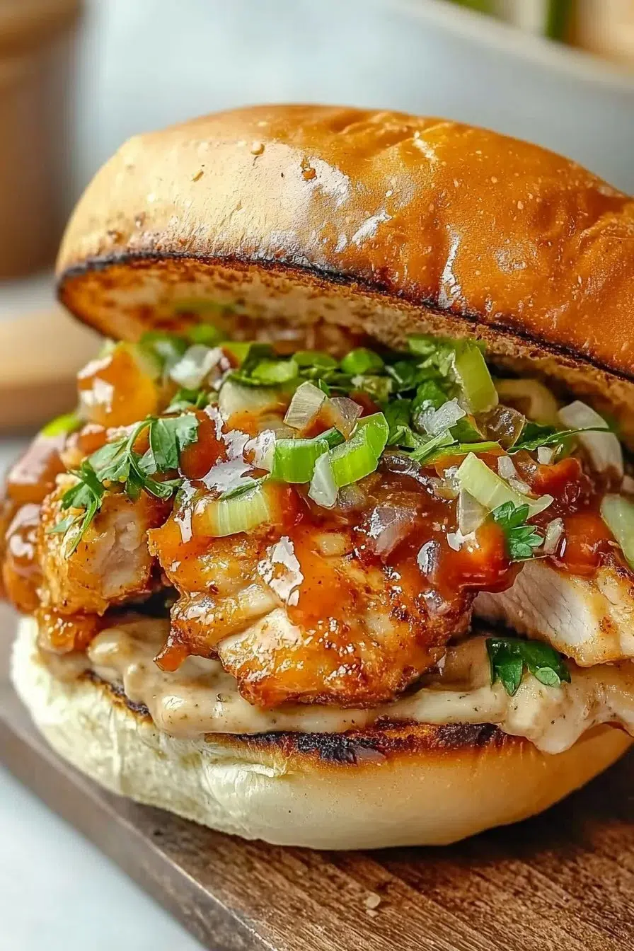 Delicious Alabama BBQ chicken chopped sandwich served with coleslaw