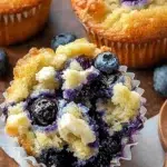 Delicious blueberry cream cheese muffins fresh out of the oven