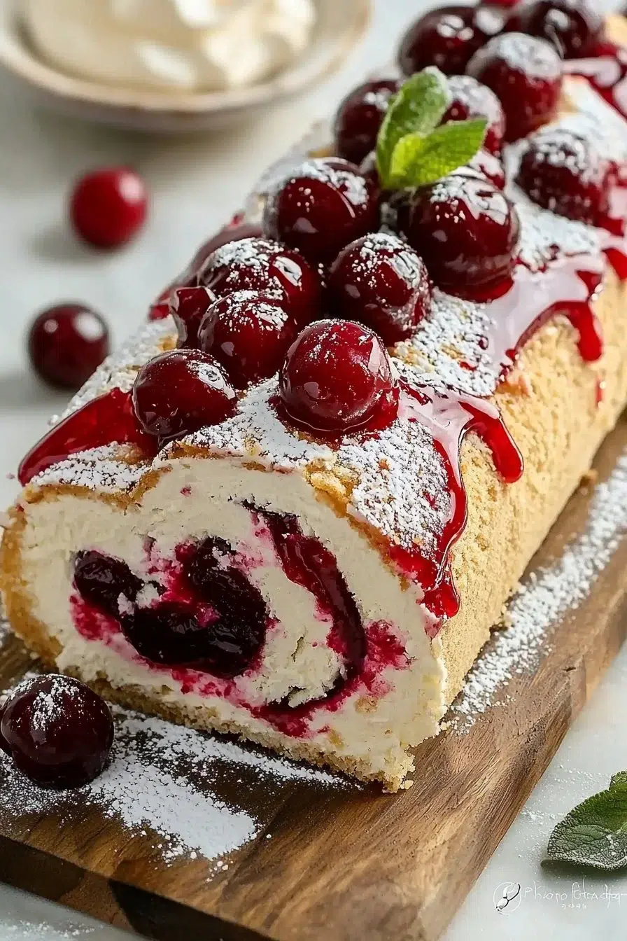 Delicious Cherry Cheesecake Cake Roll ready to impress your guests