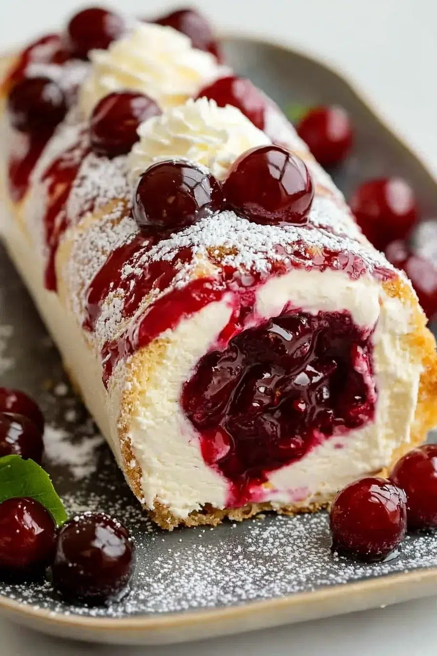 Cherry Cheesecake Cake Roll