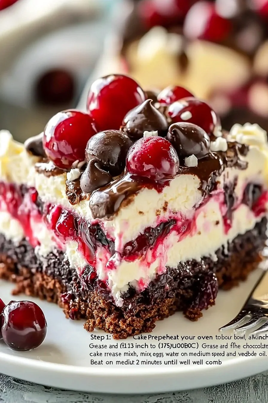 Cherry Chocolate Chip Poke Cake
