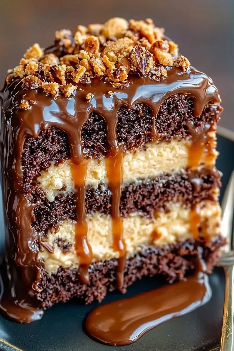 Chocolate Caramel Toffee Crunch Cake