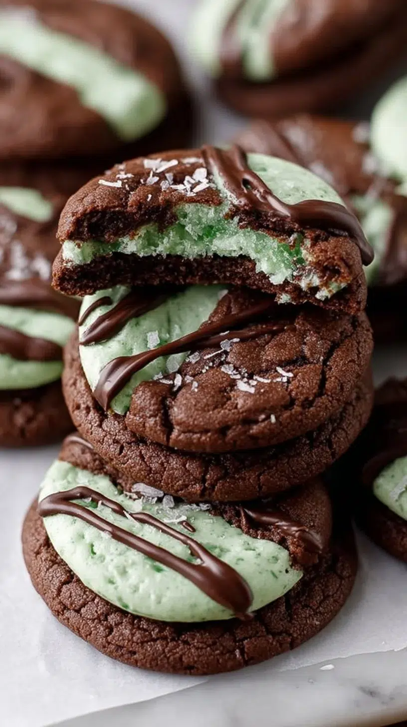 Delicious homemade chocolate mint cookies on a plate