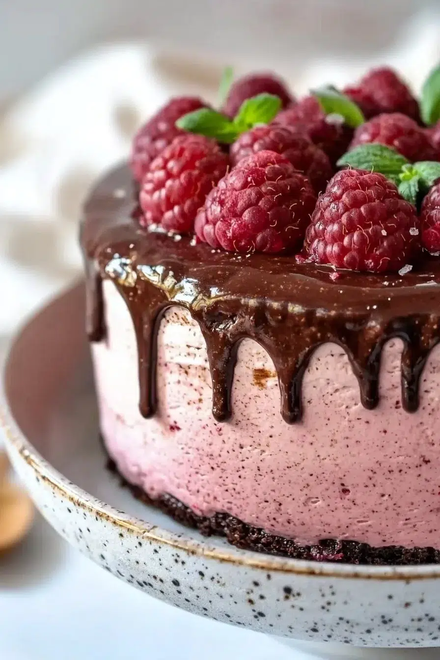 Delicious Chocolate Raspberry Cake served at a gathering